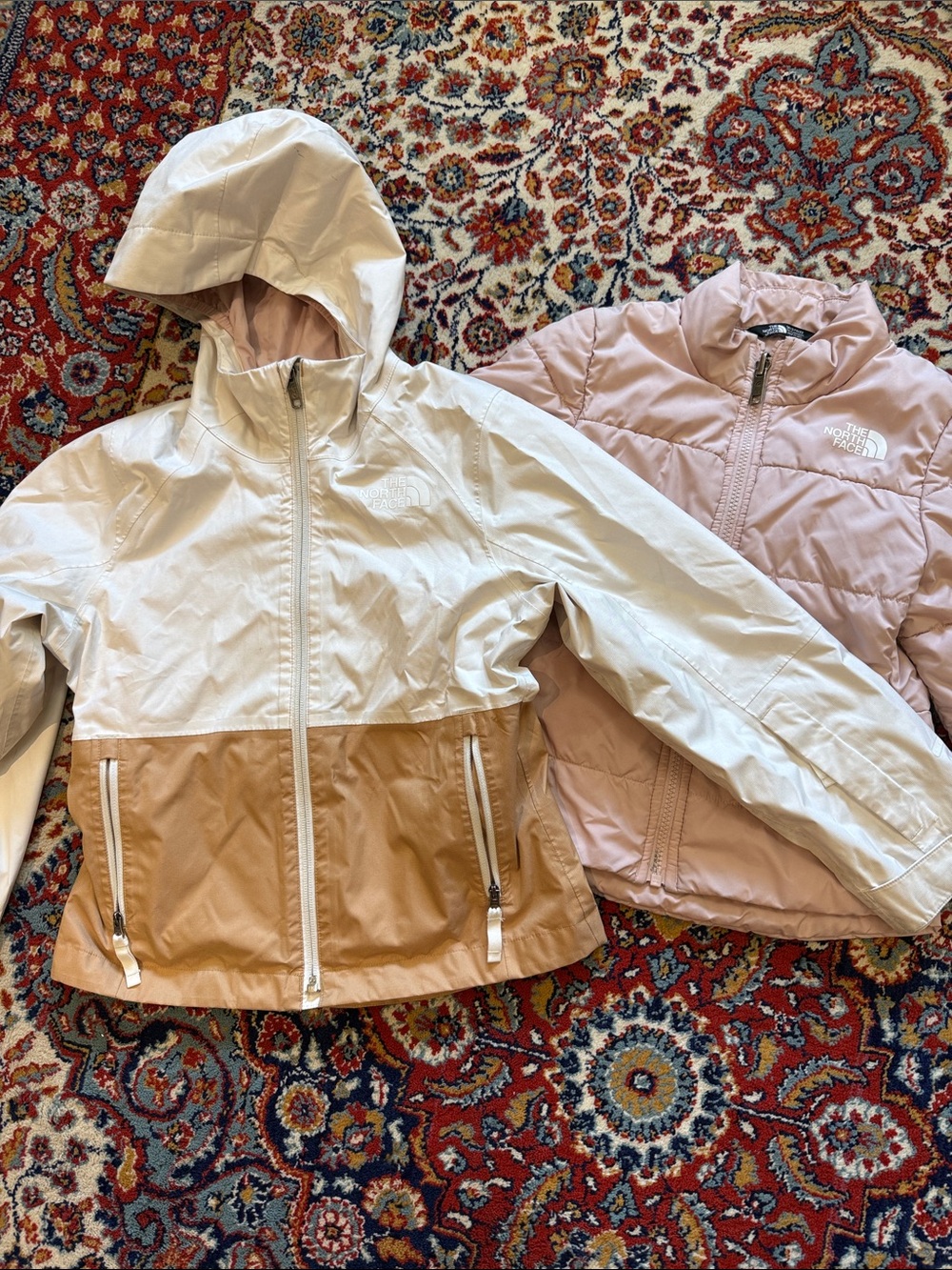 The North Face Girls' Two-Tone Hooded Tri Climate Jacket - Cream & Tan